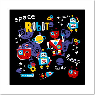 Space robot doodle Posters and Art